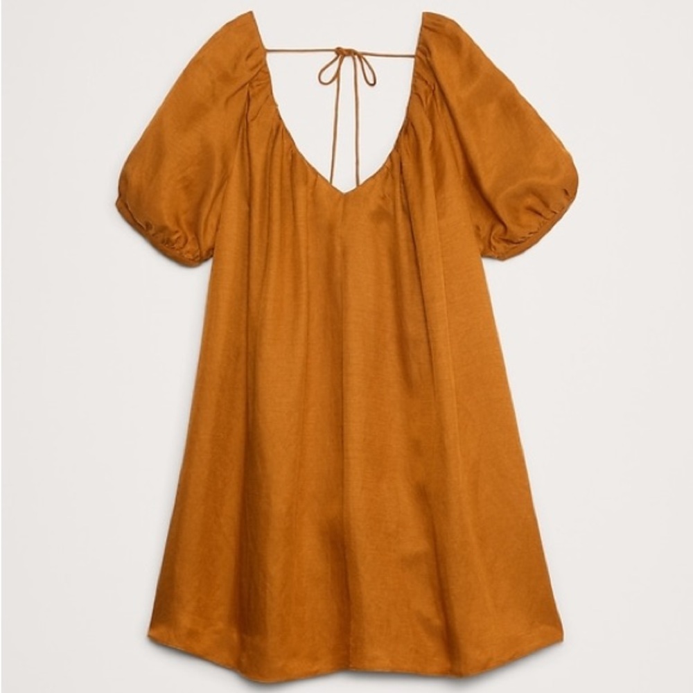 Banana Republic Viscose-Linen Mini Dress in Goldenrod Yellow - Picture 4 of 4